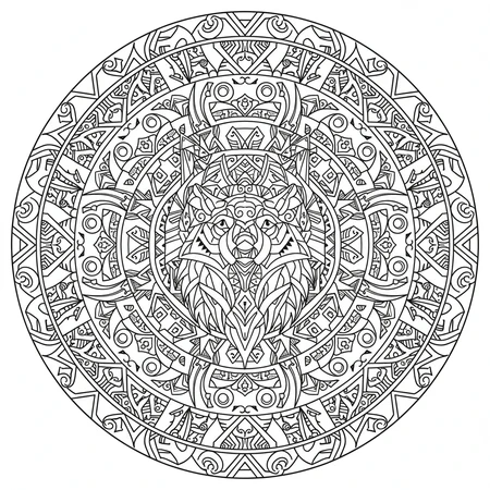 Tribal Wolf Mandala #44