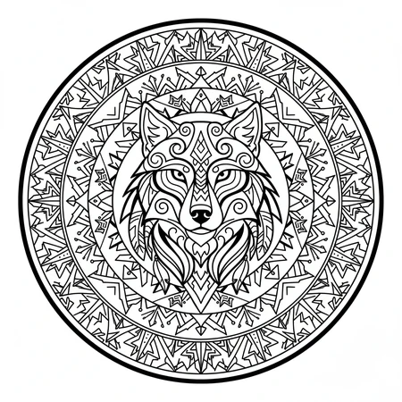 Mandala Loup Tribal #37