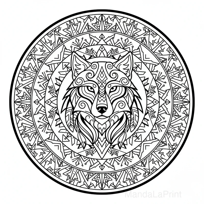 Mandala Loup Tribal #37