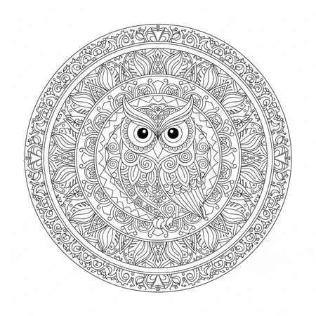 Mandala Hibou Plumes #33
