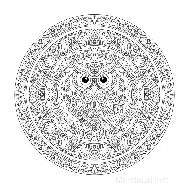 Hibou Plumes Mandala #33