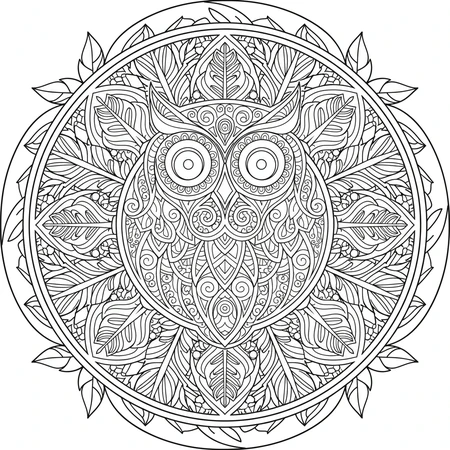 Mandala Hibou Plumes #31