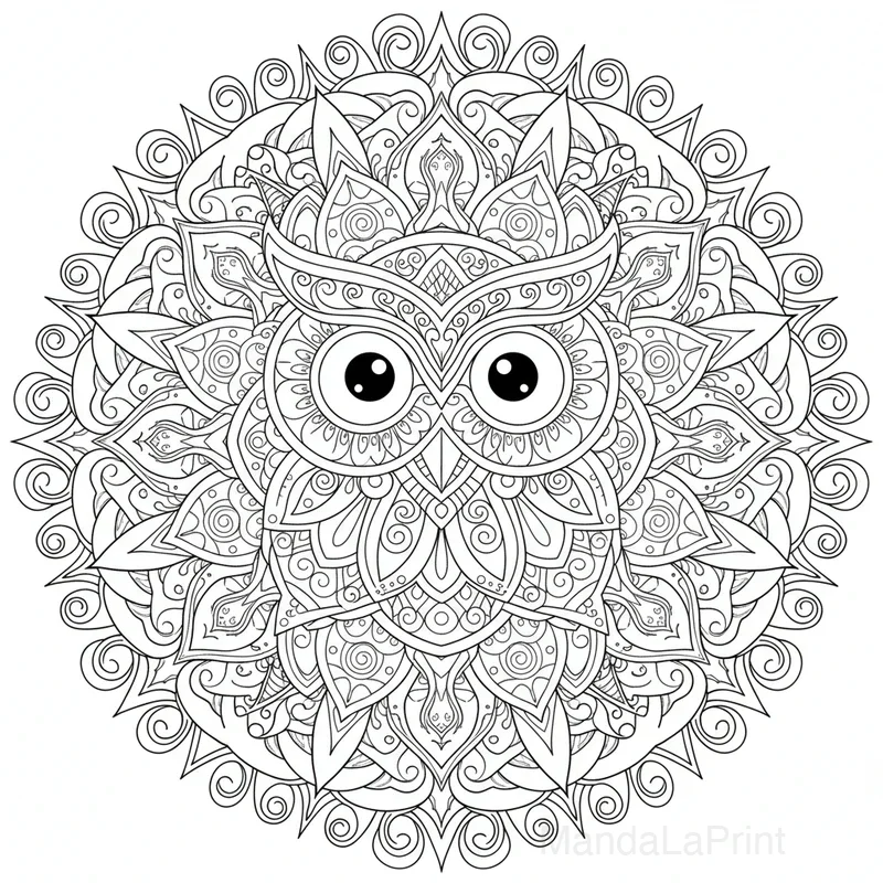 Gufo Mandala Colorare #15