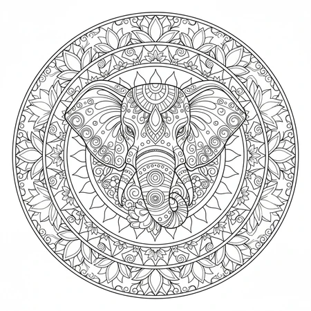 Mandala Éléphant Indien #32