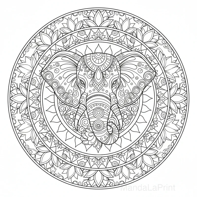Indien Éléphant Mandala #32
