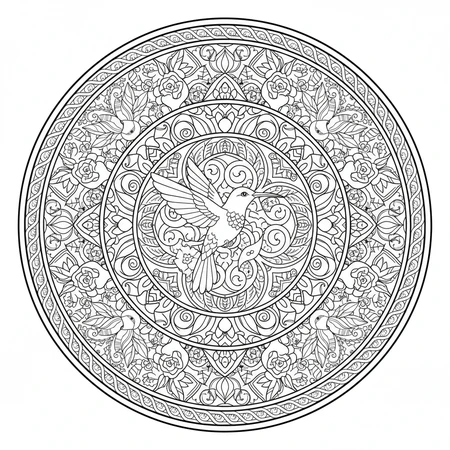 Mandala Colibri Floral #36