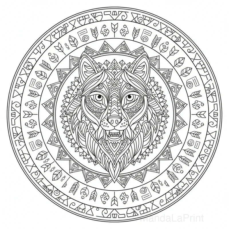 Mandala Loup Tribal #40