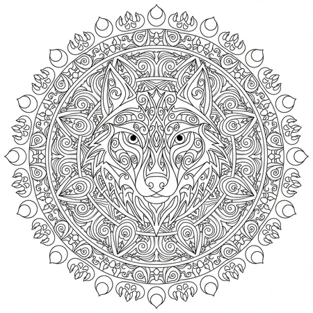 Mandala Loup Tribal #41