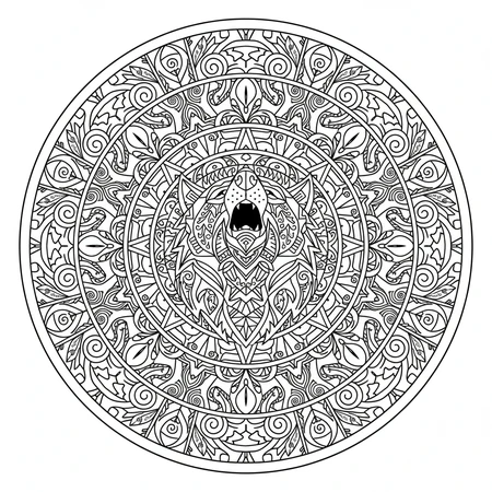 Mandala Loup Tribal #45