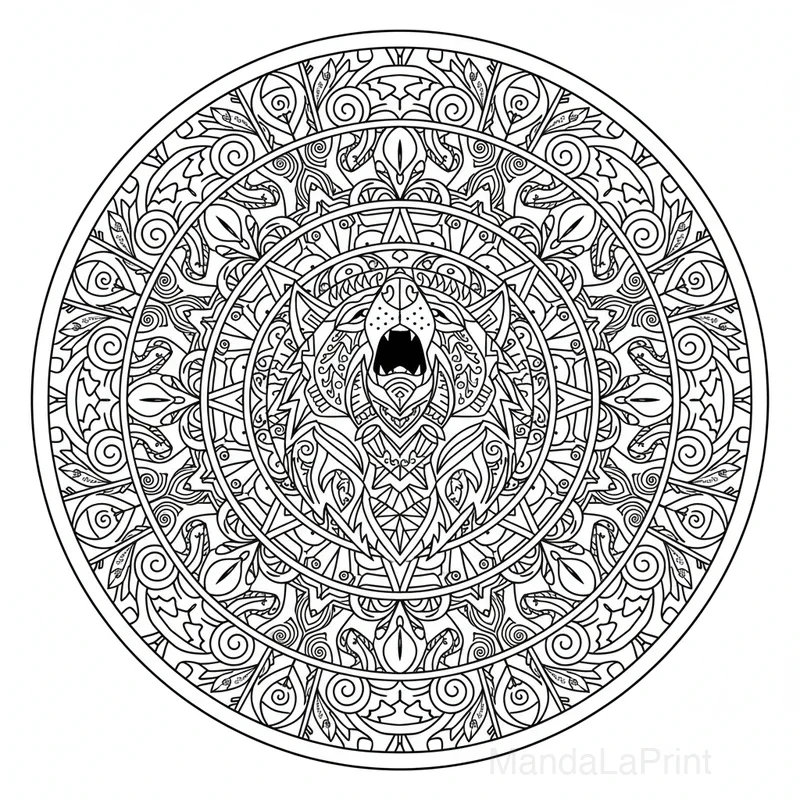Mandala Loup Tribal #45