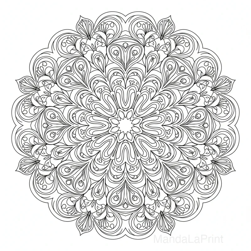 Mandala Mandala Coeur para Colorir #12