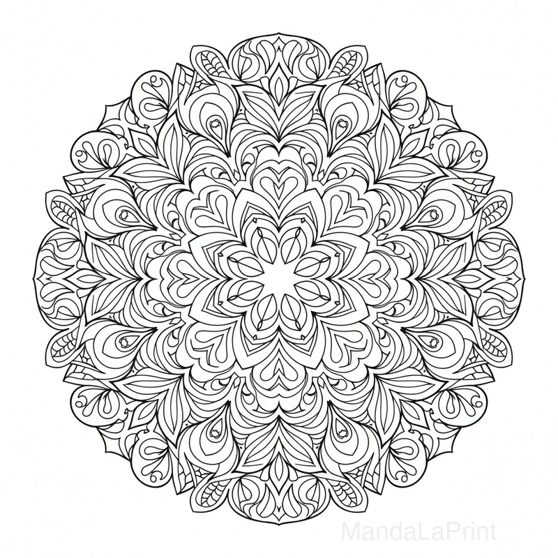 Mandala Mandala Coeur para Colorir #10