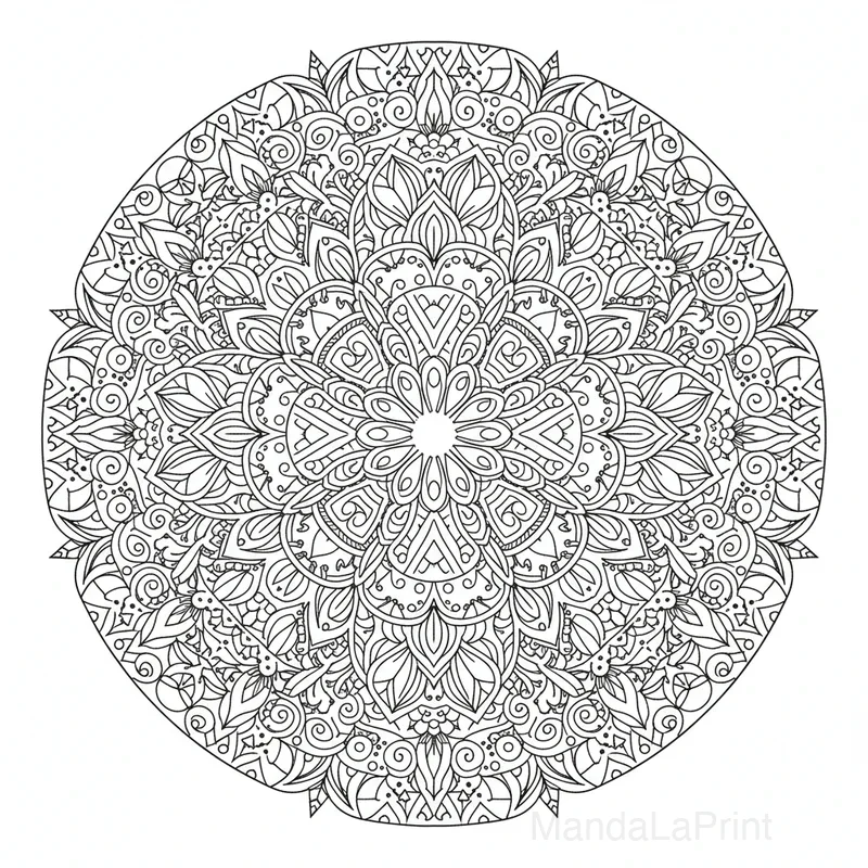 Mandala Mandala Difficile para Colorear #11