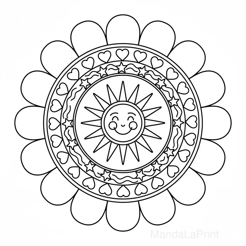 Soleil Rayons Enfants Mandala #38