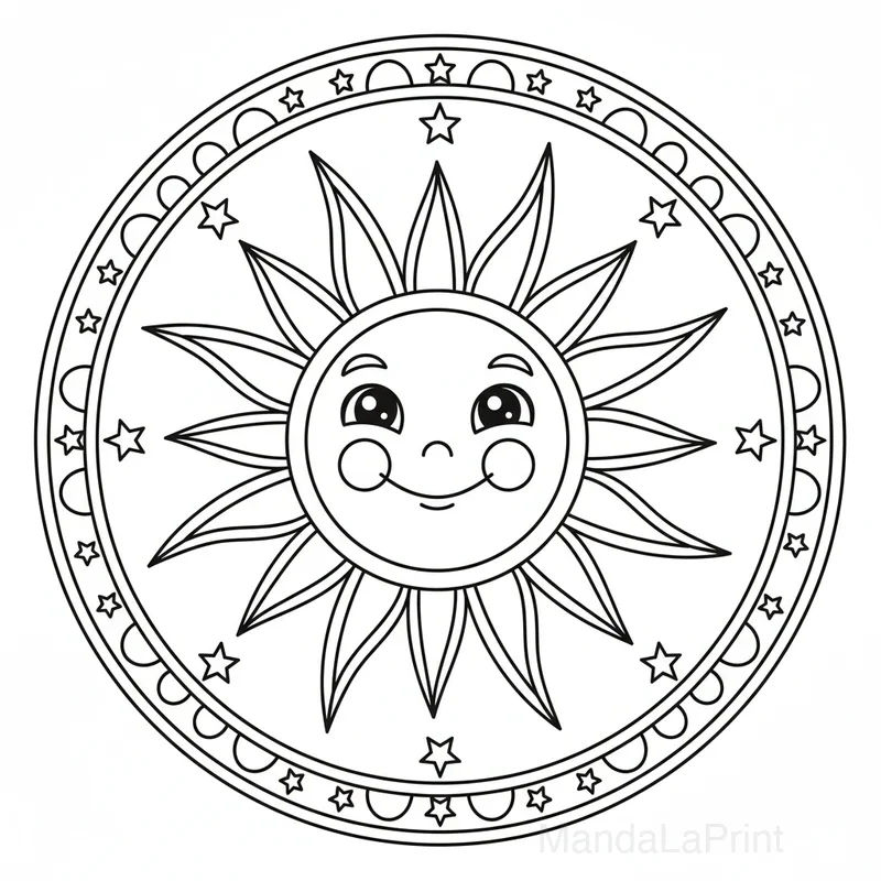 Soleil Rayons Enfants Mandala #51
