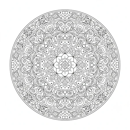 Mandala Roses et Feuilles #37