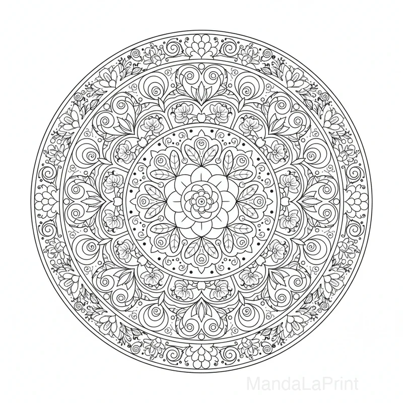 Rose et Feuilles Mandala #37