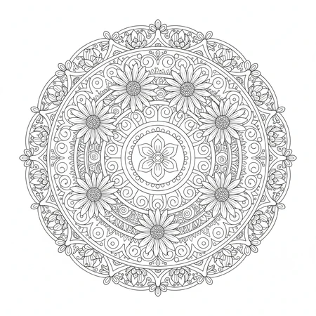 Mandala Roses et Pétales #4