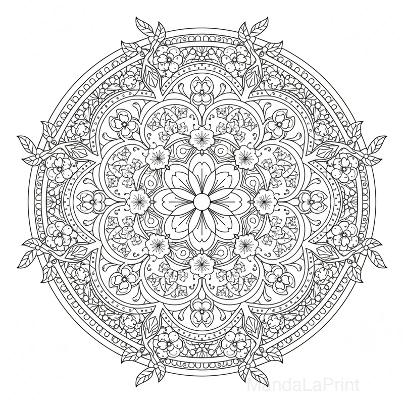 Floral Mandala Coloriage #1