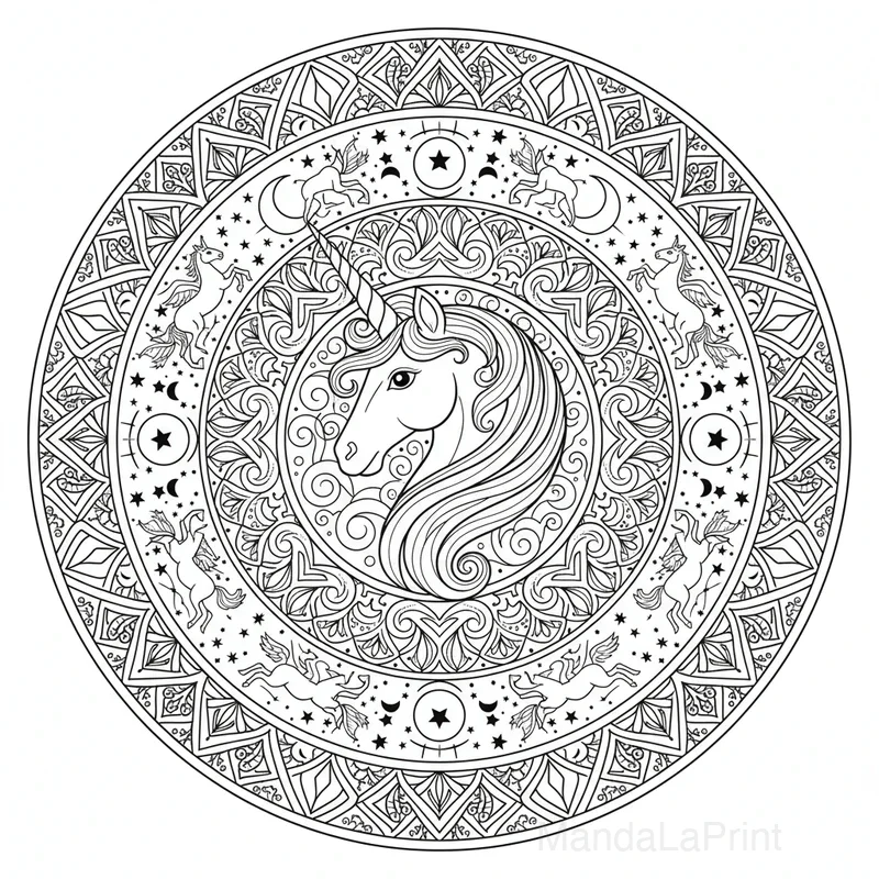 Unicórnio Mandala #14