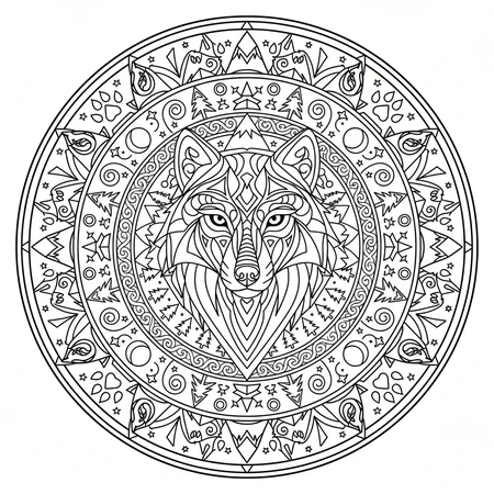 Mandala Loup #18