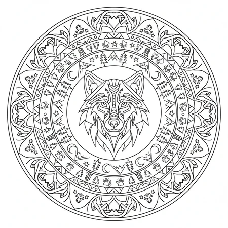 Mandala Loup #12
