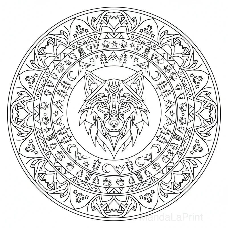 Loup Mandala #12