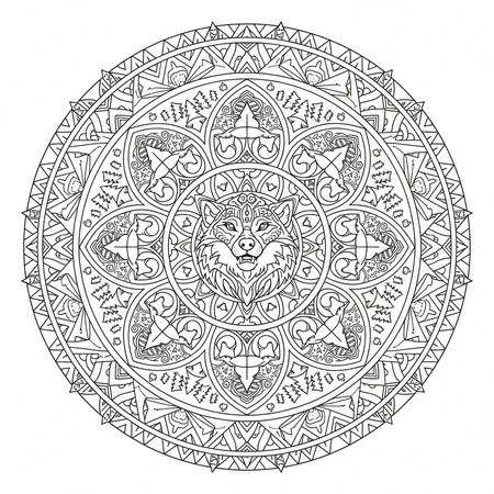Mandala Loup #15