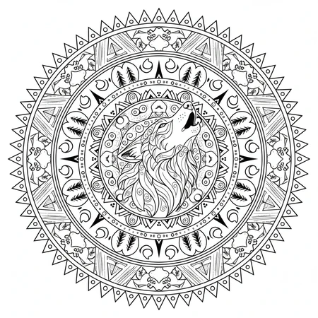 Mandala Loup #17