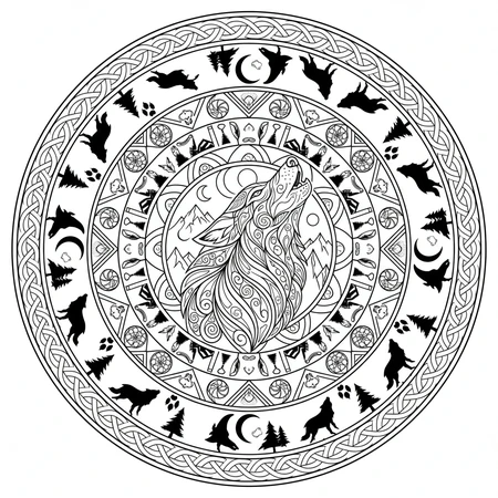 Mandala Loup #20