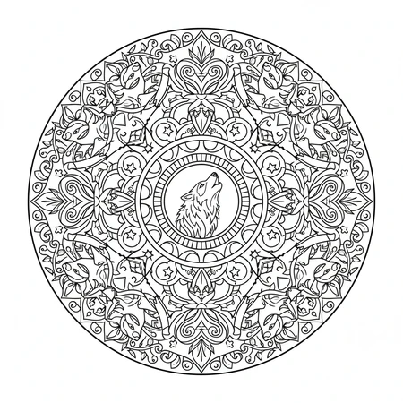 Mandala Loup #13