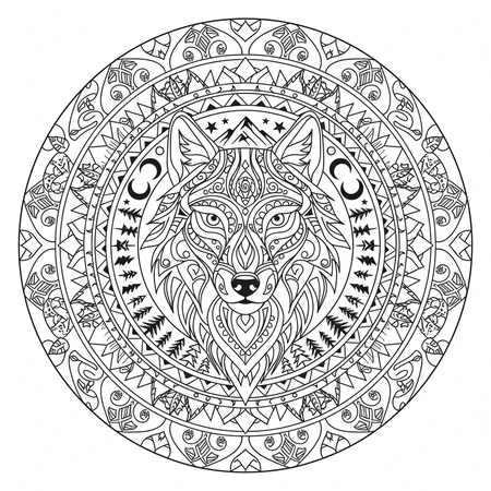 Mandala Loup #14