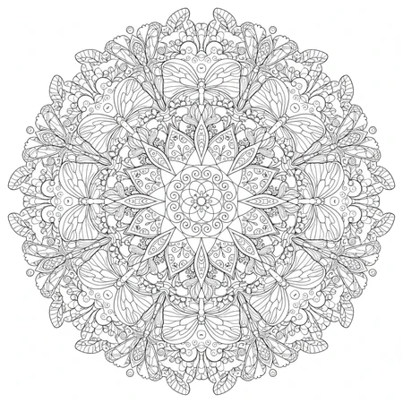 Mandala Papillons et Libellules #24