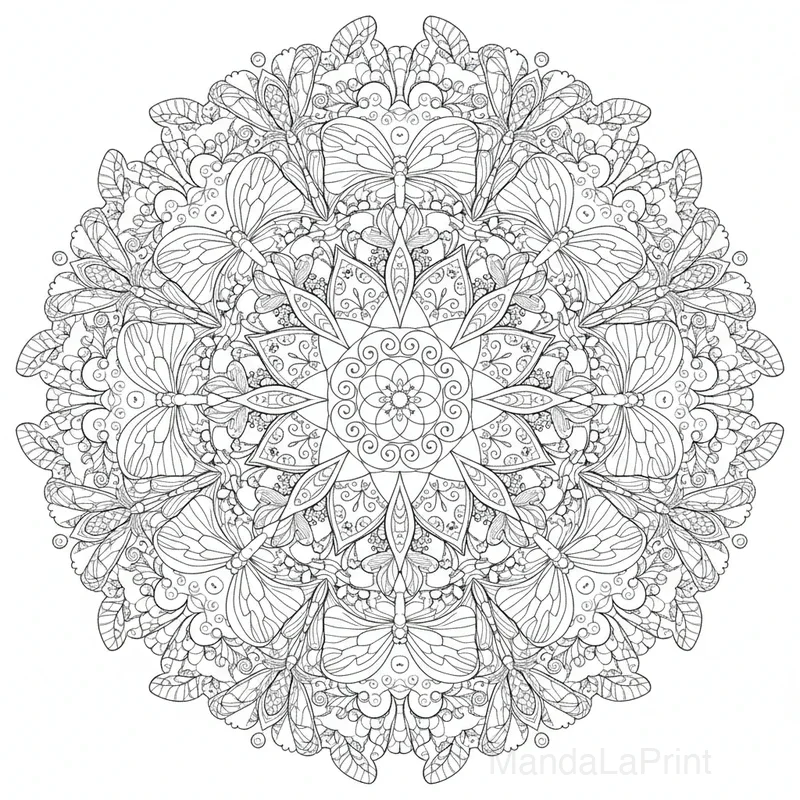 Borboletas e Libélulas Mandala #24