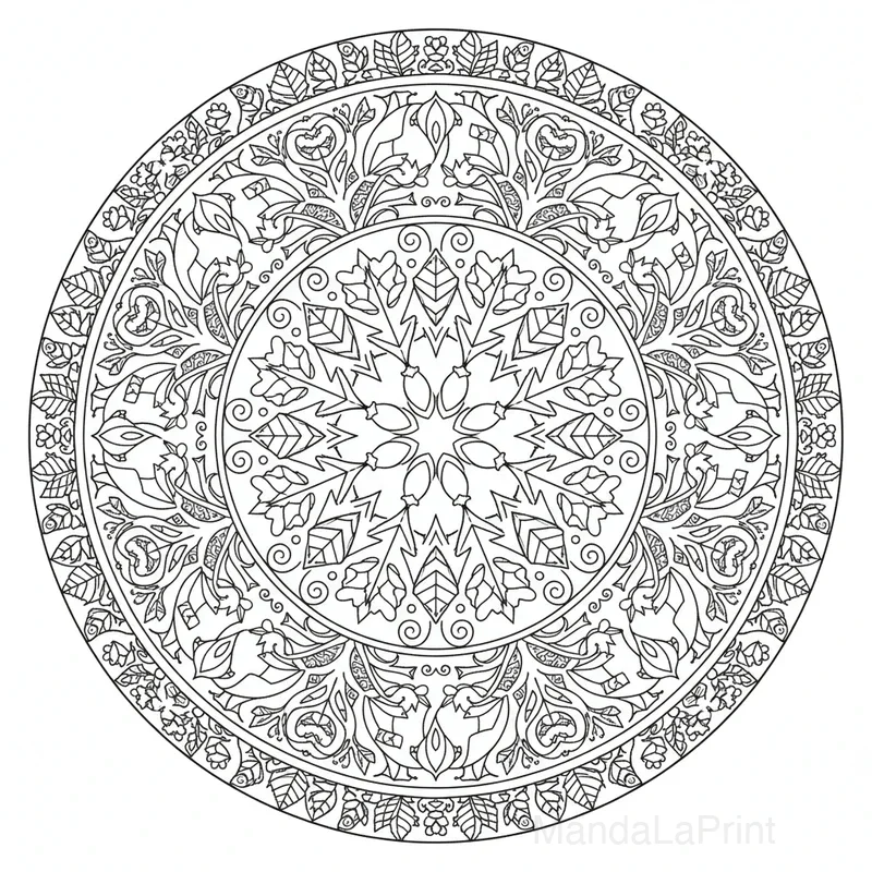 Mandala Mandala Nature para Colorir #12