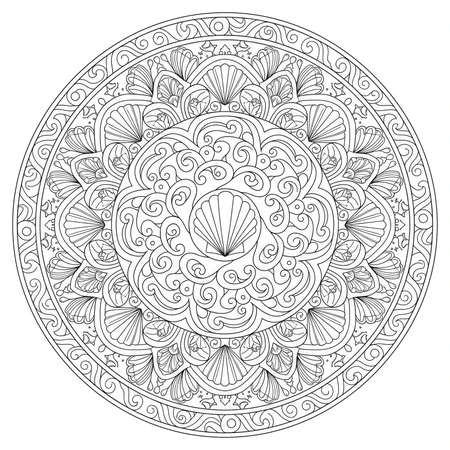 Mandala Océan et Coquillages #28