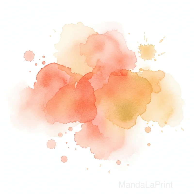 Coral and Gold Watercolor Blobs