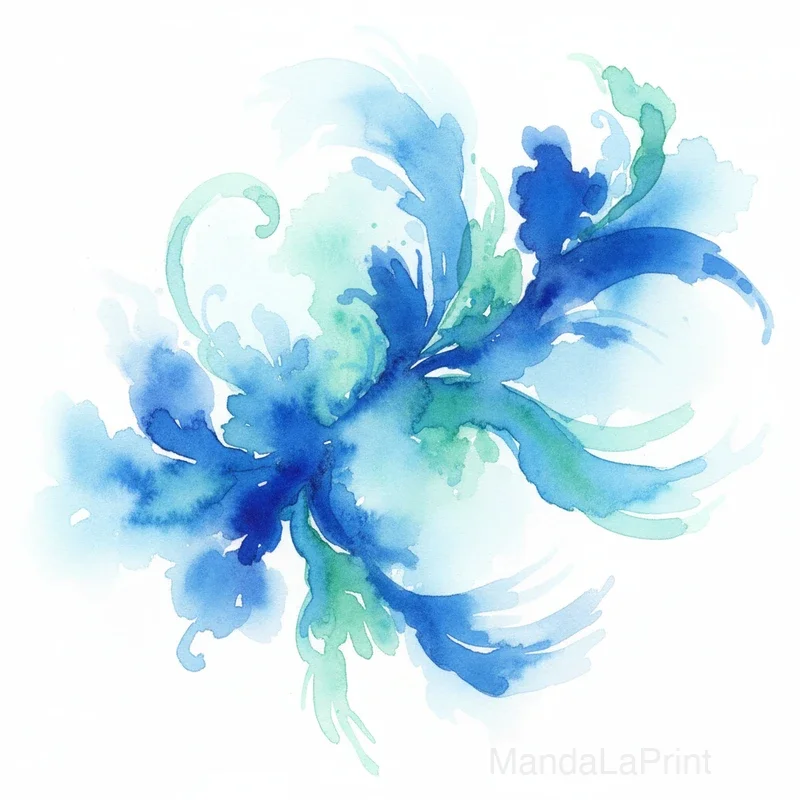 Aquarelle Océan Bleu Profond